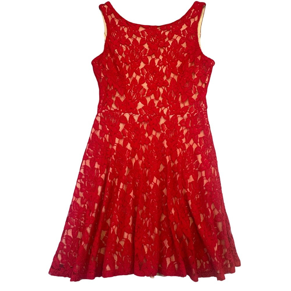 Gabriella Rocha Dress Junior's Women's Size 9 Valentine's Day Red Lace Fit Flare